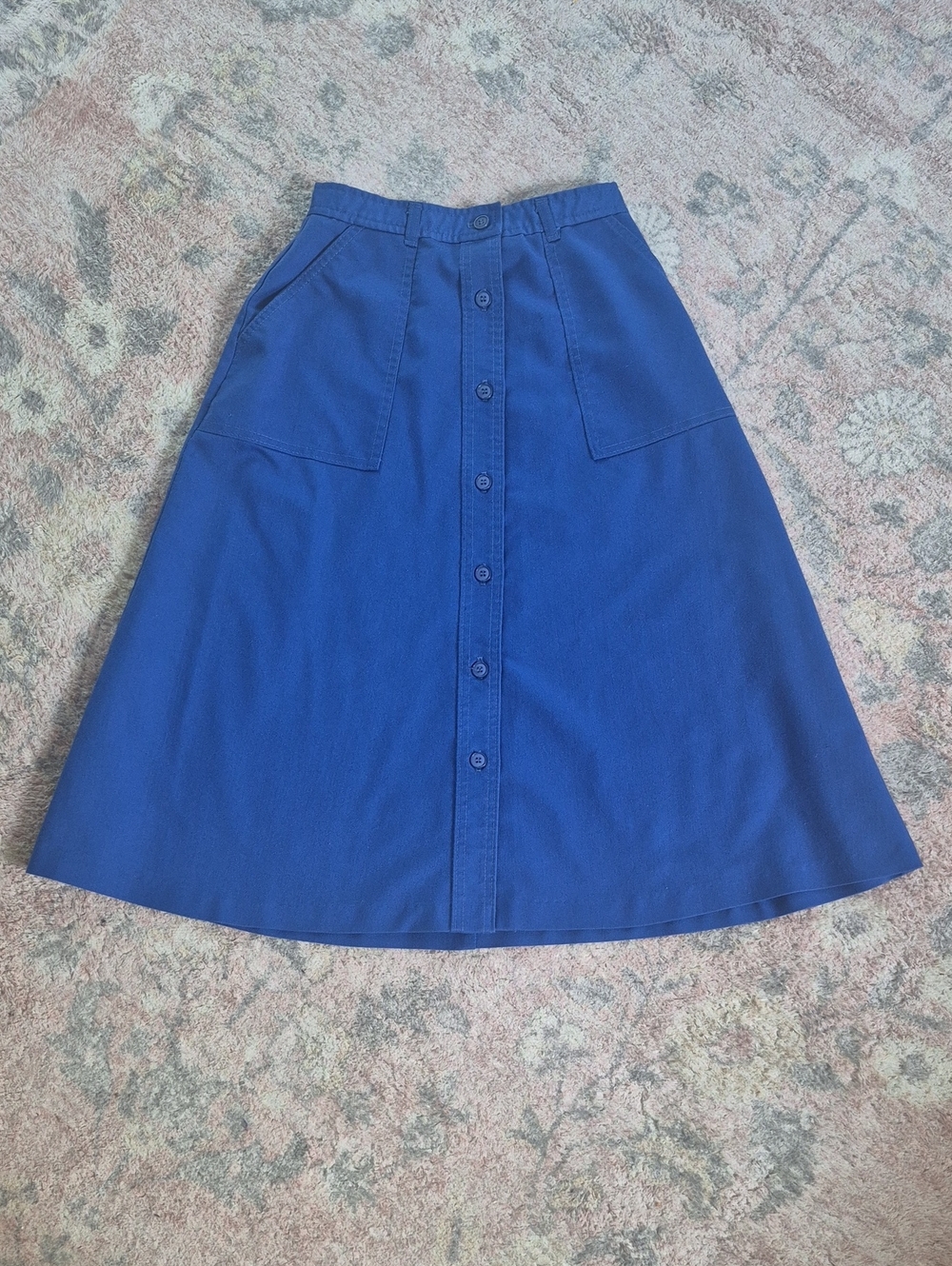 Koret Vintage Royal Blue Button-Front A-Line Skirt